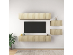 8 Pcs Conjunto Móveis De Tv | Gabinete De Tv | Armário De Tv Derivados Madeira Carvalho Sonoma