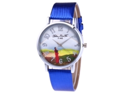 Reloj De Pulsera Analógico De Cuarzo Con Dial Redondo Moda Azul