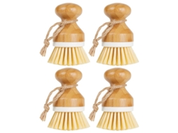 Conjunto de 4 Escovas para Limpeza de Panelas, Bambu AQUAFORGE