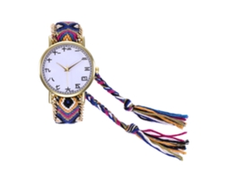 Relógio de Pulso de Quartzo com Pulseira de Corda Tecida Dial Redondo Zhoulianfa (azul royal)