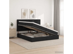 Vidaxl Cama Com Arrumação E Colchão Preto 200 X 200 Cm Tecido