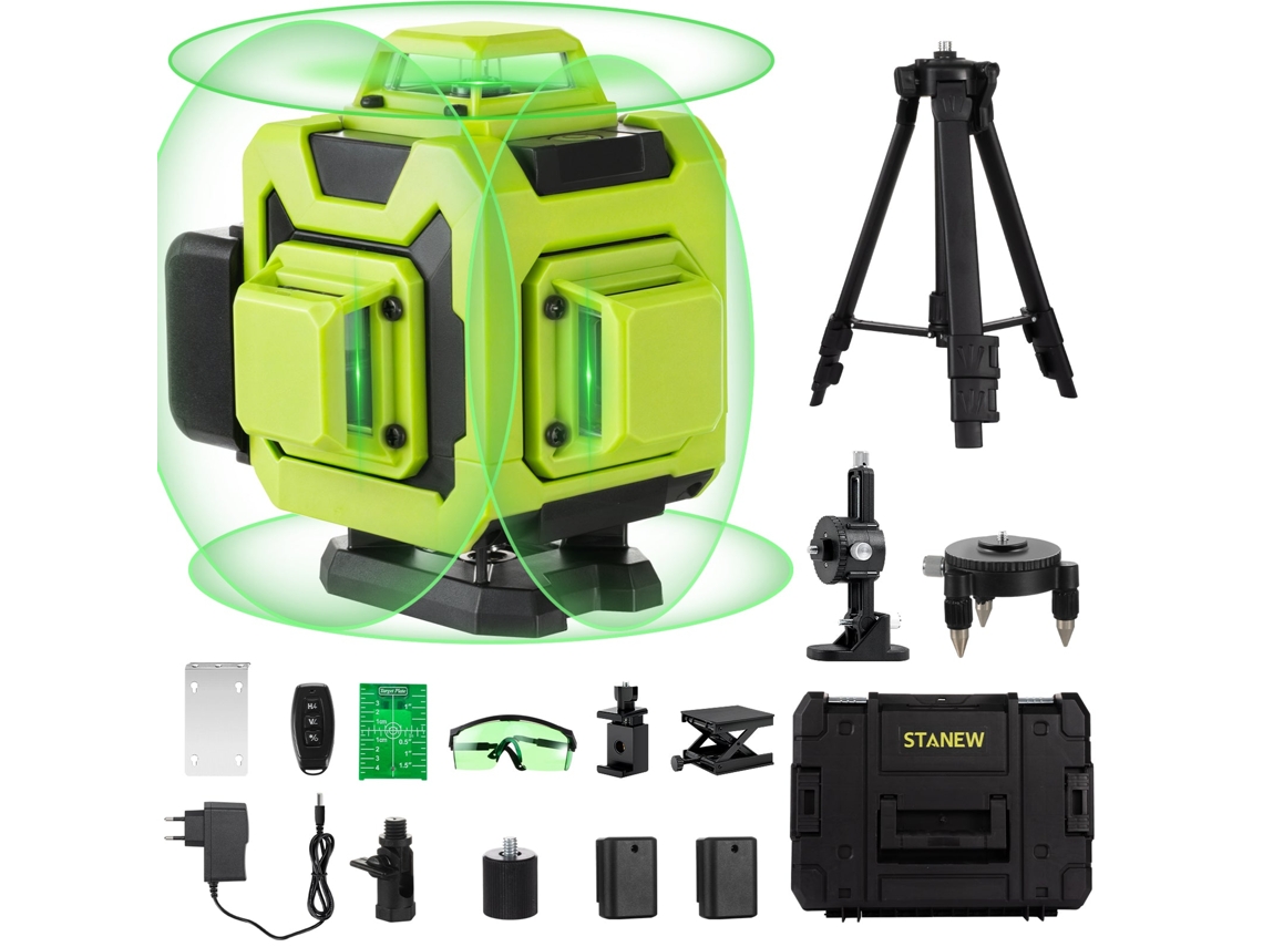 Nível De Laser 4 X 360 ° Stanew, Verde 4d 16 Linhas Horizontal E Vertical Linha De Laser Verde Com Bateria Recarregável De Controle Remoto Integrado 2