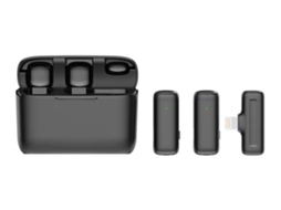 Microfone De Lapela Sem Fio Dual Mic - Mini Microfone Com Redução De Ruído De 3 Níveis Para Vídeo De Entrevista (preto)