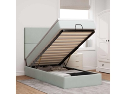 Vidaxl Estrutura Cama Otomana Colchões 80x200 Cm Veludo Cinzento Claro