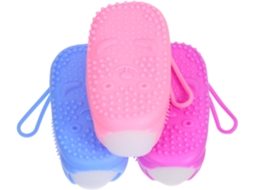 Conjunto De 3 Escovas Esfoliantes Corporais Silicone Dupla Face, Esponjas Laváveis, Azul, Rosa E Roxa, Limpeza Profunda