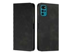 Capa De Celular Motorola Moto G22 Em Couro Sintético Com Textura De Diamante E Revestimento Magnético (marrom)