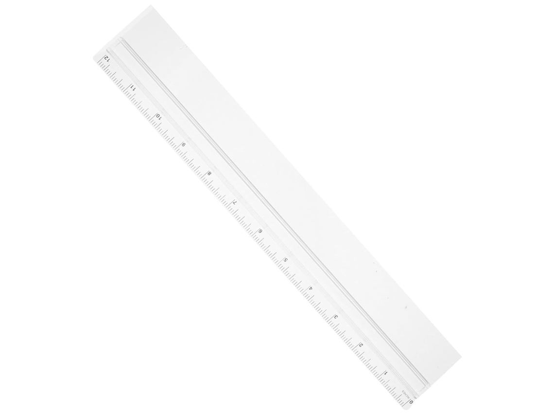 Régua linear de plástico Healeved com função de ampliação, ferramenta de medição clara para design e ensino, adequada para