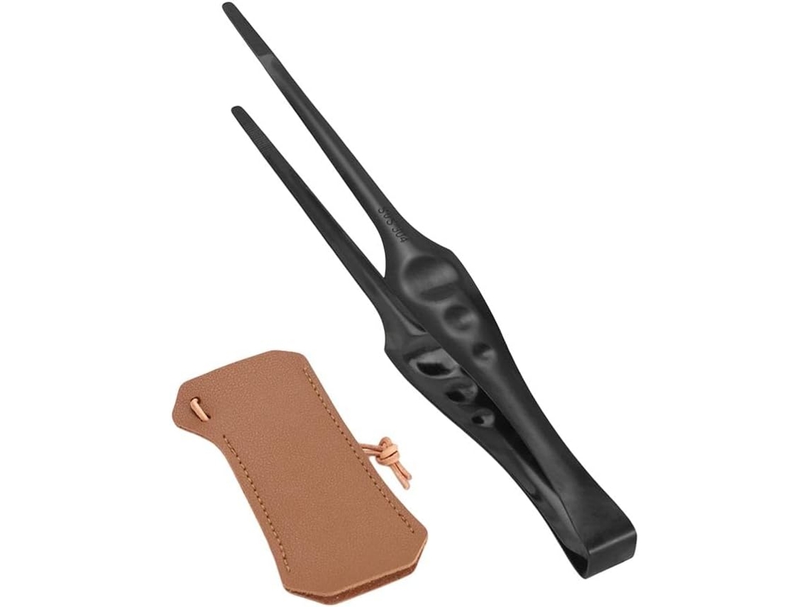Pinça Para Churrasco Easybymall Em Aço Inoxidável Com Bainha De Couro, 27cm, Resistente Ao Calor, Utensílio Para
