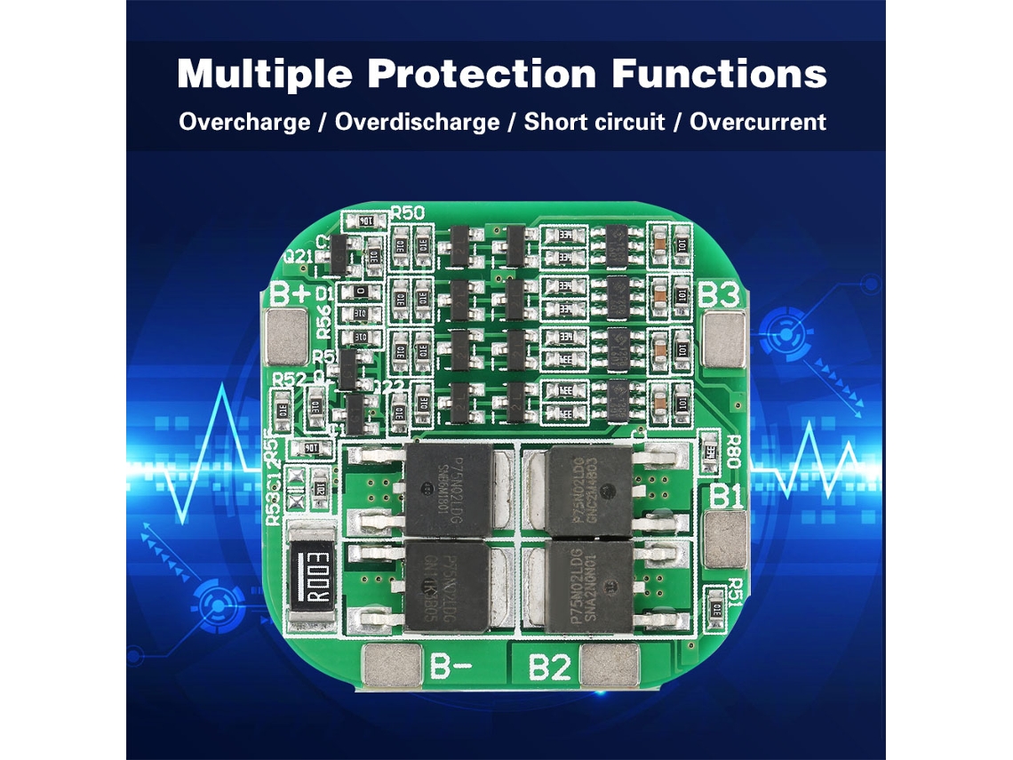 Placa de proteção de bateria Life LFP 18650 4S 12V 20A BMS PCB de precisão