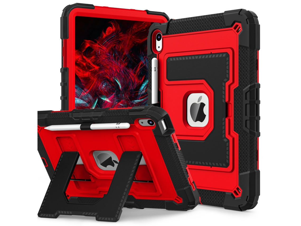 Capa Para Ipad Air 11 M2 2024/air M3 2025, Protetora À Prova De Quedas Tuotuo (preto E Vermelho)