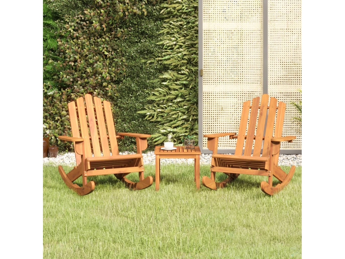 3 Pcs Conjunto Lounge De Jardim Adirondack Acácia Maciça Dkd Home Decor