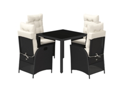 Garden Dining Set, Garden Dining Sets Vidaxl Preto Rattan / Vime (90 Cm Table Length)