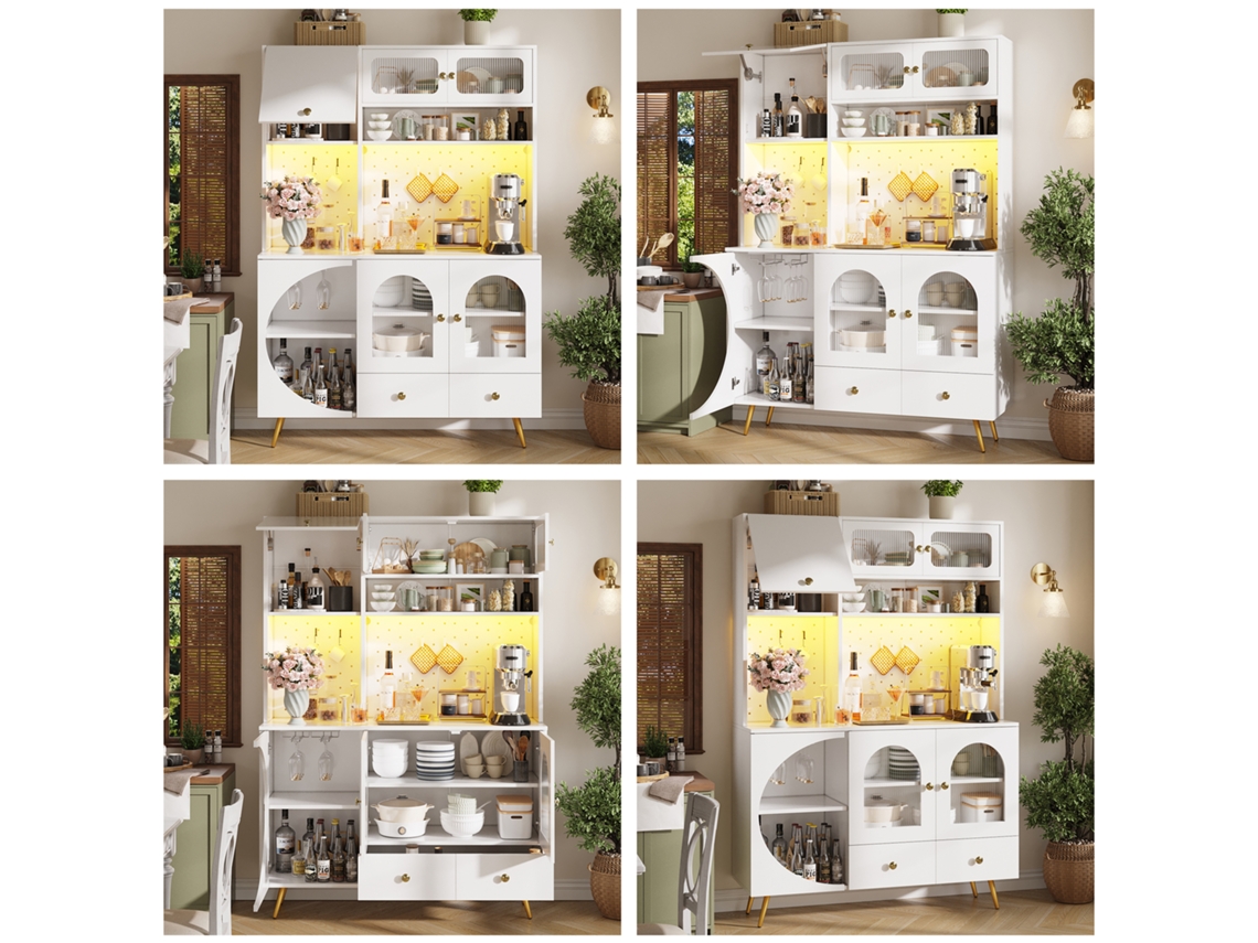 Aparador Moderno C/ Led, Usb, Tomadas, Branco