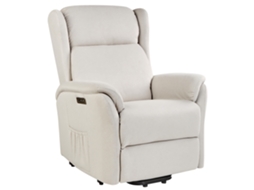 Sillón Reclinable Eléctrico Beliani Elegy De Terciopelo Beige 72x170x145