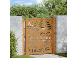 Vidaxl Portão De Jardim 100x100 Cm Em Aço Resistente Às Intempéries Com Design Ondulado