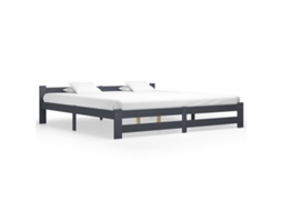 Vidaxl Estrutura De Cama 200x200 Cm Pinho Maciço Cinzento-escuro