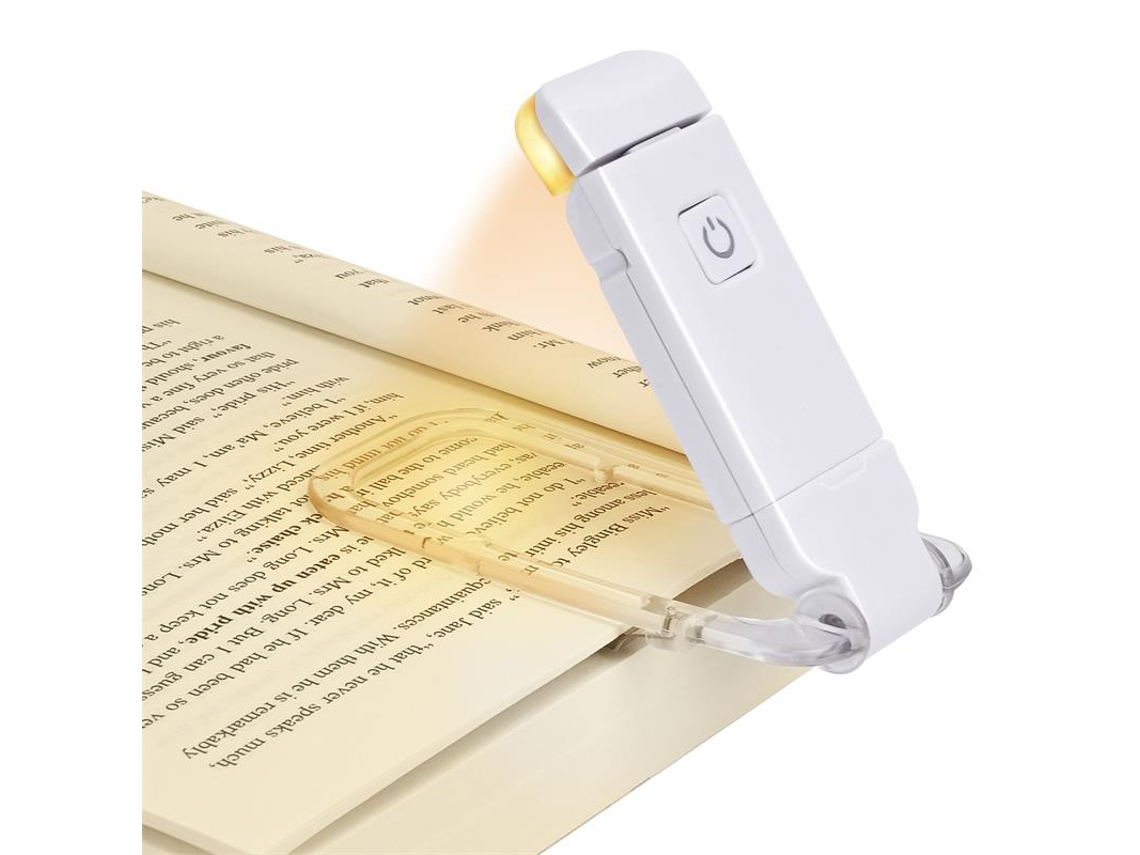 (branco) Luz De Leitura Led Recarregável Via Usb, Luz Noturna Portátil Com Proteção Para Os Olhos, Com Clipe Para Livros E Marcador De Páginas.
