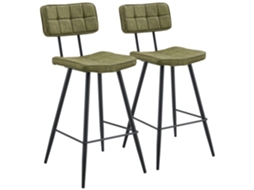 Lote de 2 Banquetas de Bar Fernand em Poliéster Verde Happy Garden