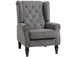Poltrona da Salotto Stile Francese Con Gambe em Legno e Cuscini Sfoderabili, 74x86x102 Cm, Grigio ZACHARY