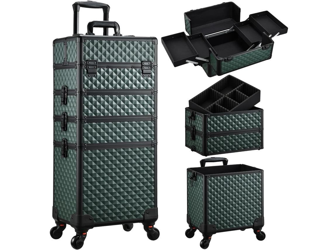 Estojo De Maquiagem, Design Rolante, Funcionalidade 4 Em 1, Verde Escuro