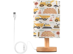 Abajur De Cabeceira Com Design Veículos Construção, Luminária De Cabeceira Led, Luminária De Leitura Com Portas Usb E