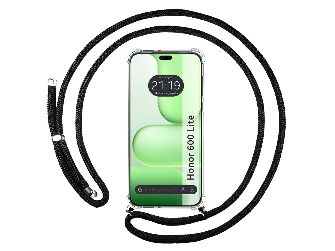Capa Tumundosmartphone Transparente Para Honor 600 Lite 5g Com Correia Preto