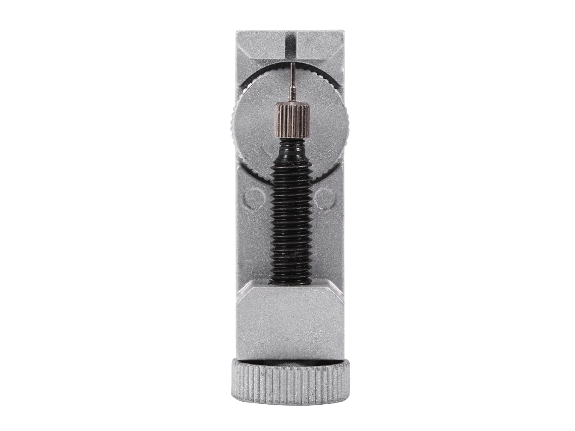 Ferramenta ajustável para remover pinos de pulseiras de relógio com 3 pinos marrons.