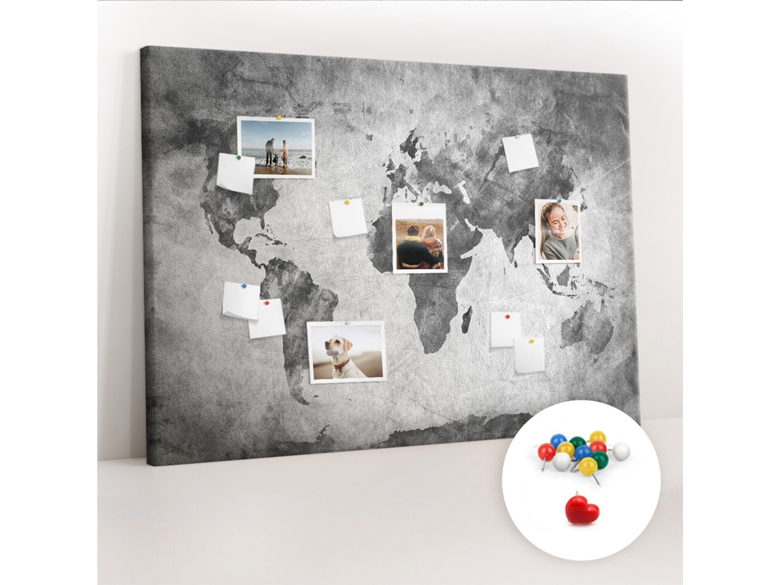 Quadro De Cortiça Mapa-múndi Para A Sala De Estar Espelharte (140x100 Cm)