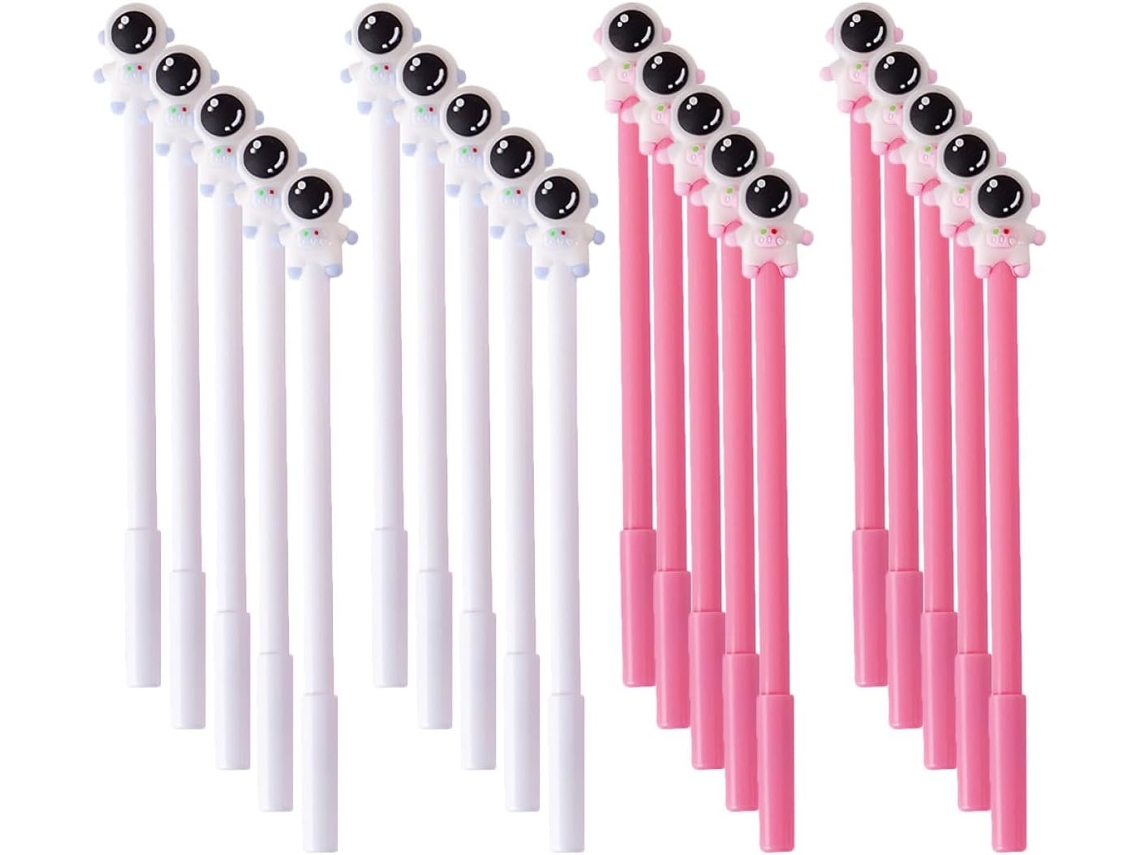 Conjunto De 20 Canetas De Gel Ergonômicas Com Design De Astronauta, Tinta Preta, Ideais Para Escritório E
