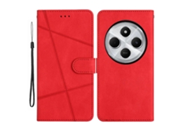Compre Capa Tipo Carteira Para Xiaomi Poco C75 4g / Redmi 14r 5g / 14c 4g Com Estampa De Pele E Toque Antiderrapante, Capa De Couro Flip Vermelha