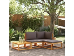 Vidaxl Conjunto De Sofás De Jardim Vidaxl De 4 Peças Com Almofadas De Madeira De Acácia E Corda