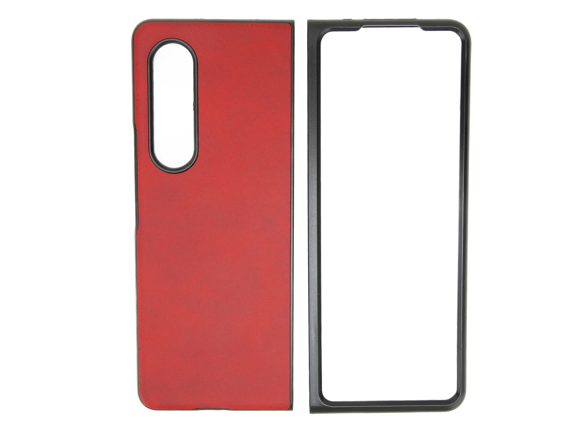 Aetheria capa Protetora Anti risco de Couro Pu para Galaxy Z Fold 3 Vermelha