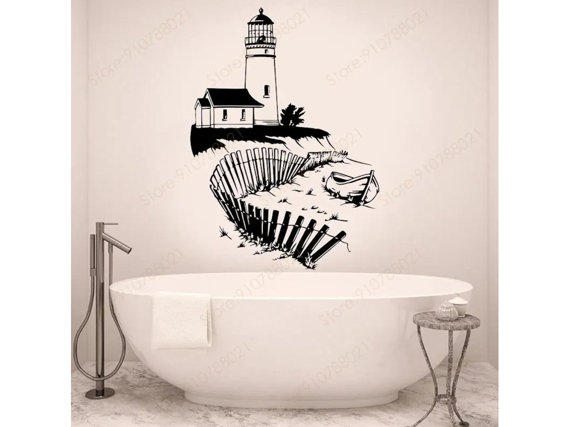 Adesivos Murais Phare De Bord De Mer - Decorações Murais Náuticas Para Salão, Quarto E Quarto De Criança