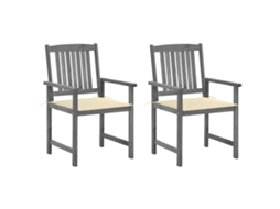 Vidaxl Cadeiras De Jardim Com Almofadões 2 Pcs Acácia Maciça Cinza