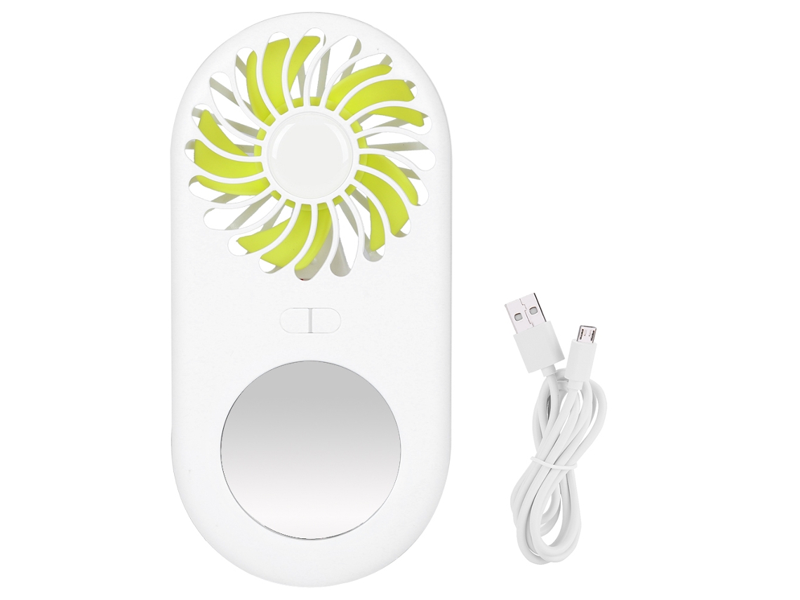 Ventilador Elétrico Portátil Usb Recarregável com Espelho Verde