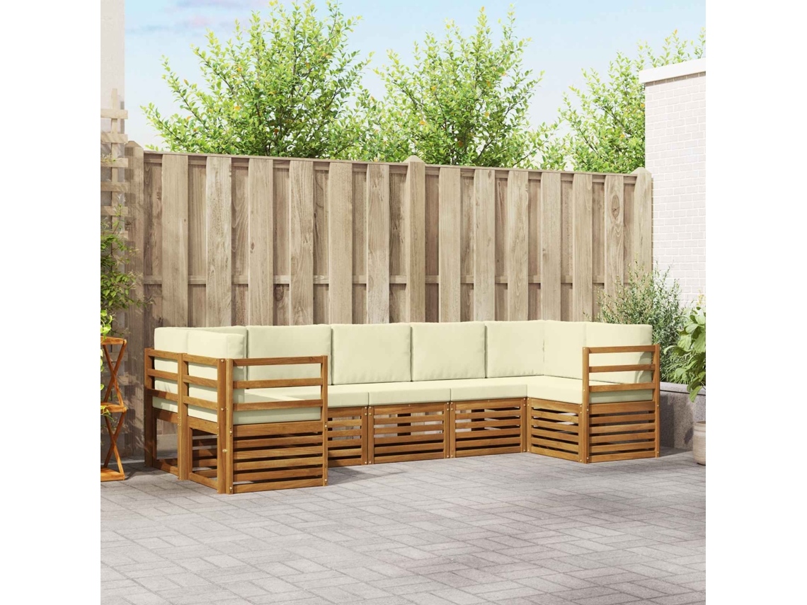 Vidaxl Conjunto De Sofás Para Exterior 7 Pcs Natural E Creme