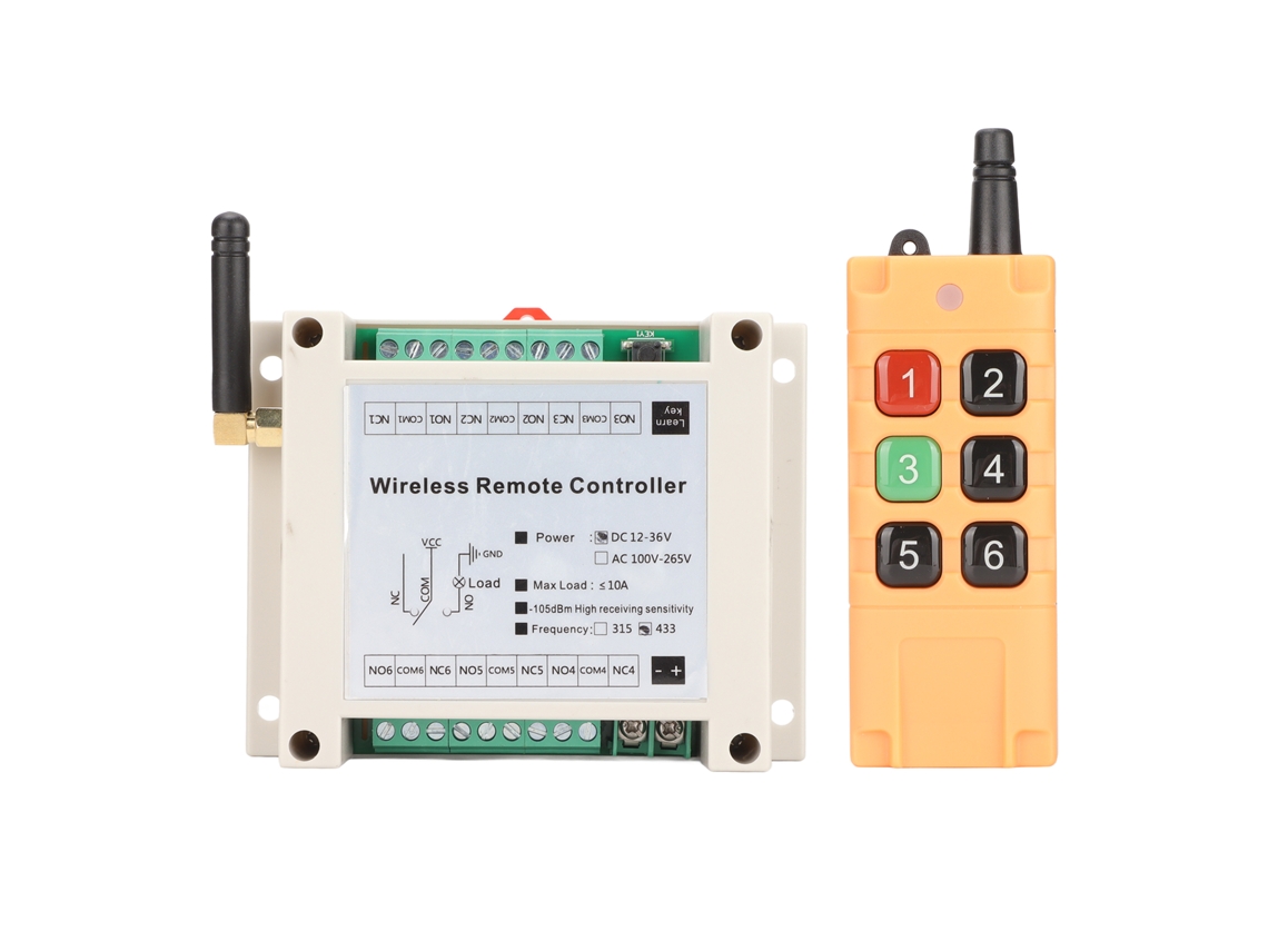 Interruptor De Controle Remoto Multifuncional 6ch 433mhz Rele Para Portas Janelas Dc12-36v