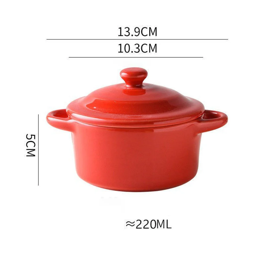 (1 Peça, 10 Cm) Mini Tigela De Cerâmica Com Alças Duplas, Tigela Pequena, Própria Para Forno, 10 Cm / 4 Polegadas