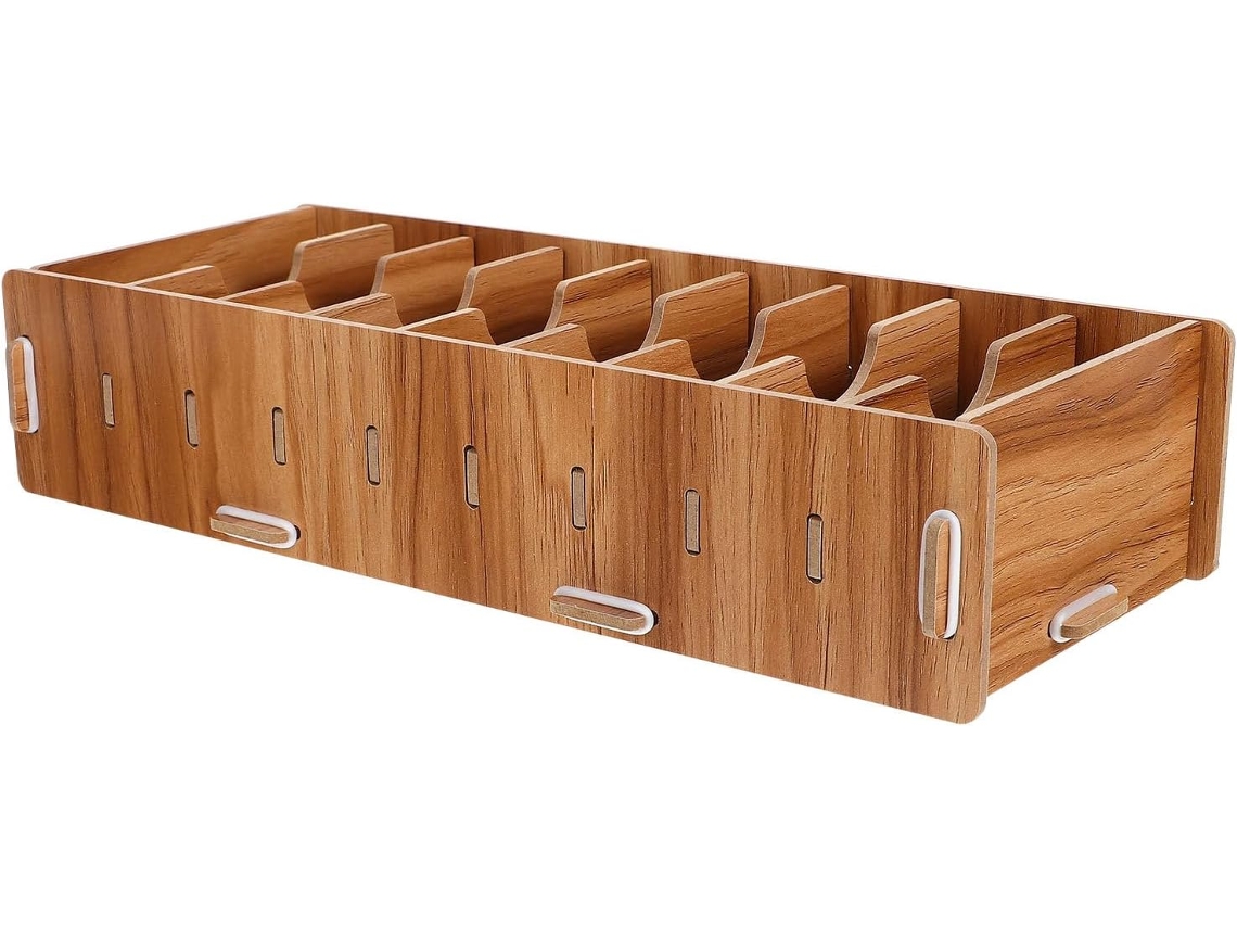 Porta cartões de Mesa Madeira Stobaza com Divisórias Removíveis, Organizador Multifuncional para Cartões Visit