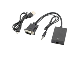 Adaptador Lurelia Cabo VGA para HDMI, 1080p, 22 cm, com áudio, com alimentação, branco