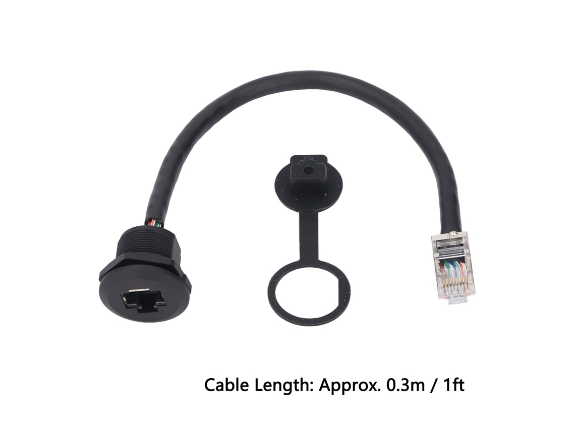 Cabo Conector Fêmea 8 Pinos Rosca E13 Para Macho Rj45 Reto Sem Blindagem Pvc