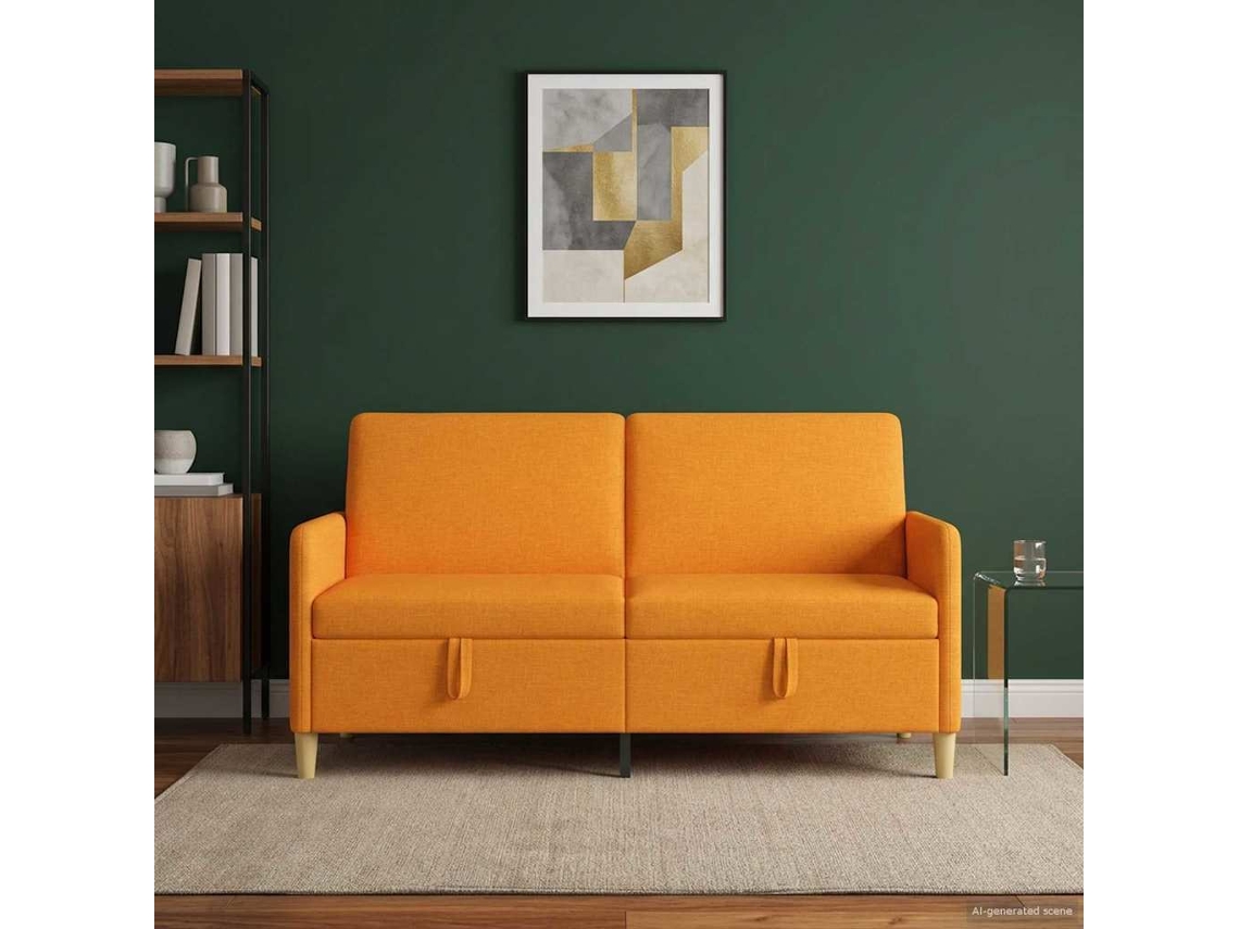 Vidaxl Sofa Com Armazenamento Amarelo Escuro 172 X 78 X 87 Cm