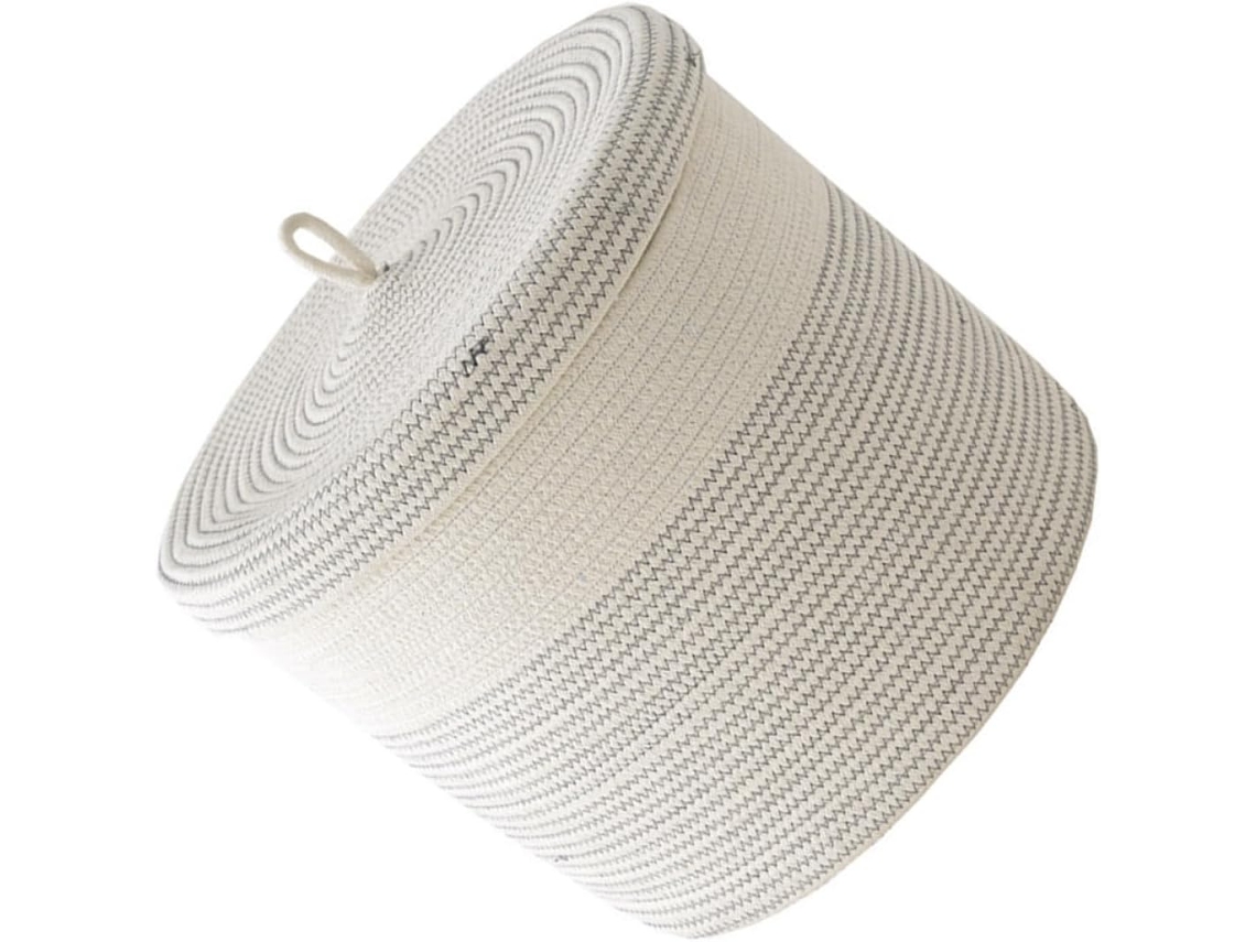 Cesto de Roupa Dobrável com Tampa, 39x35cm, Corda Algodão, para Guardar Suja e Brinquedos, CHABERLU