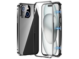 Capa De Vidro Temperado Hd Para Iphone 15 Plus - Fecho Magnético Duplo