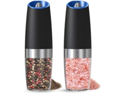 Conjunto De 2 Moinhos De Pimenta Com Alimentação Por Gravidade, Moagem Automática E Grau De Moagem Ajustável
