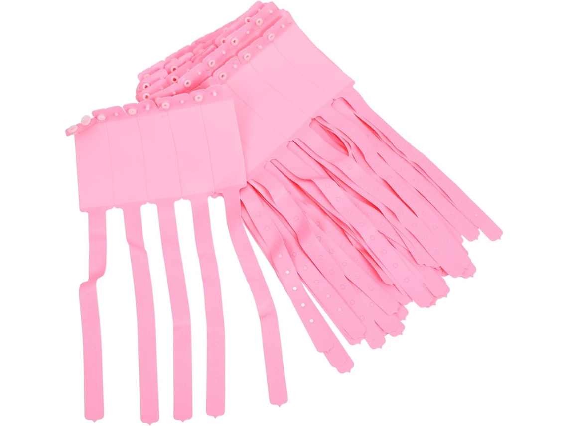 Pulseiras descartáveis de PVC para identificação de pacientes em hospitais e clínicas, rosa, pacote com 100 unidades.