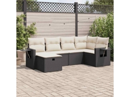 Vidaxl 6 Pcs Conjunto Sofás De Jardim C/ Almofadões Vime Pe Preto