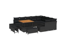 Conjunto 12 Conjunto De Sofá De Jardim Vidaxl Preto Vime Pe (319 X 234 X 85 Cm)