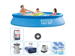 Piscina Inflável Redonda INTEX Easy Set 305 X 61 Cm Azul Inclui Bomba Vela Solar Sistema de Água Salgada Filtros Sal de Piscina