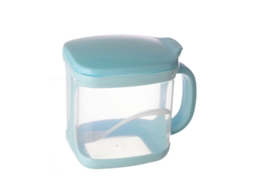 Porta-temperos multifuncional de plástico com 3 compartimentos, sem base, para cozinha, azul.